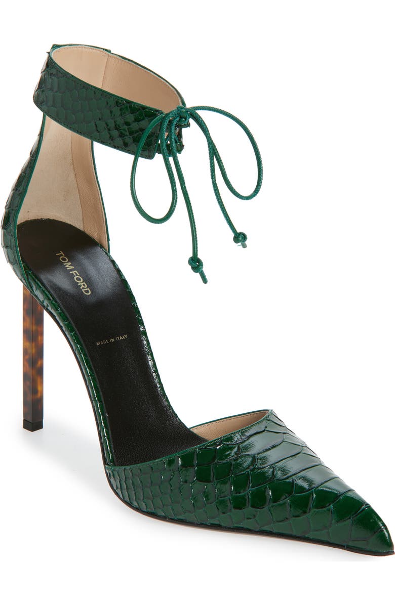 TOM FORD Ankle Tie Pump, Main, color, Emerald Green
