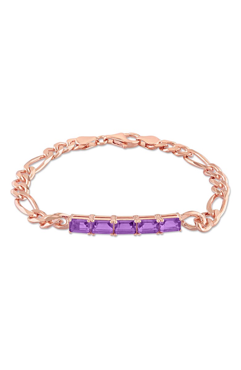DELMAR Baguette Cut Amethyst Curb Chain Bracelet, Main, color, Purple
