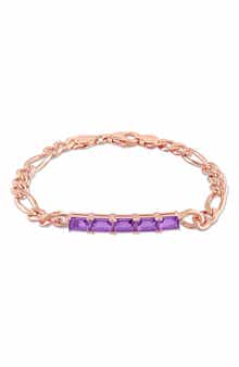 DELMAR Baguette Cut Amethyst Curb Chain Bracelet