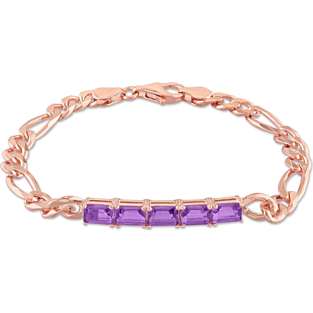 Delmar Baguette Cut Amethyst Curb Chain Bracelet In Purple