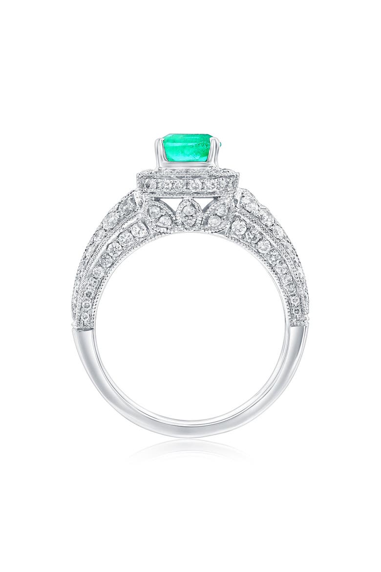 14K Gold 1.29ct Emerald & 1.08cttw Diamond Ring, Alternate, color, Green