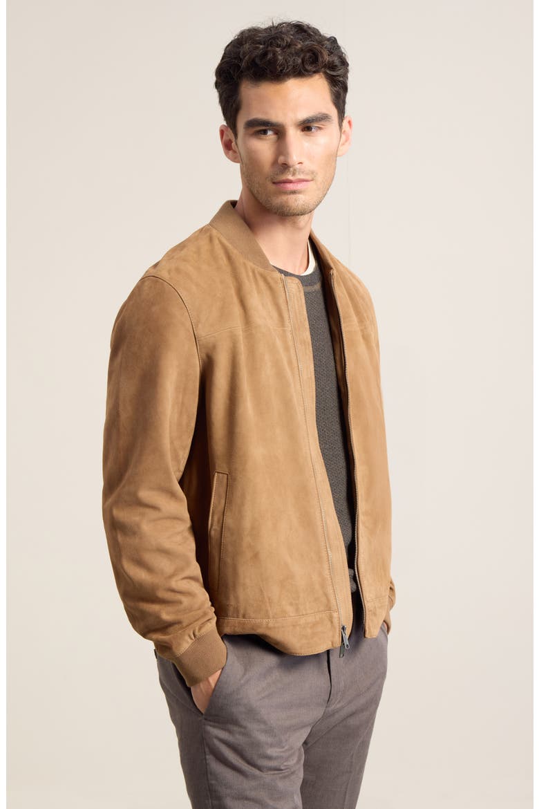 Suede Bomber Jacket, Alternate, color, BROWN BEAR
