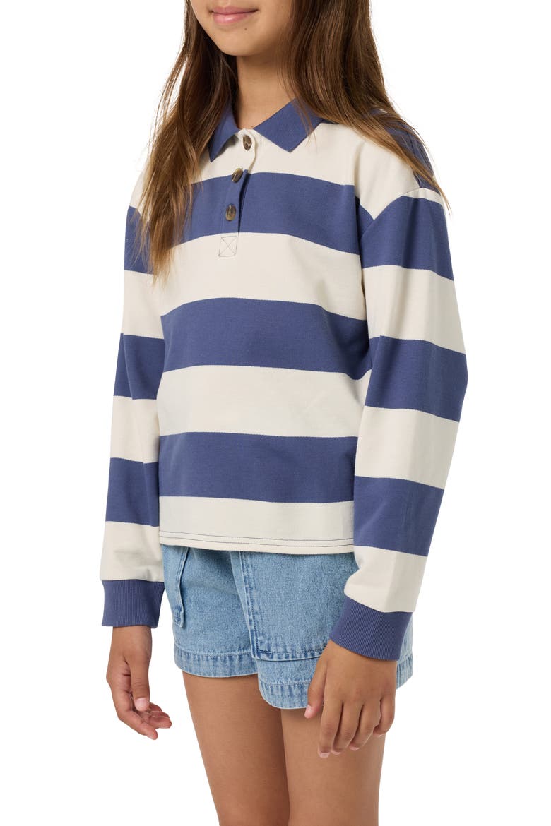 Kids' Kyra Striped Long Sleeve Polo, Alternate, color, NIGHTSHADOW BLUE
