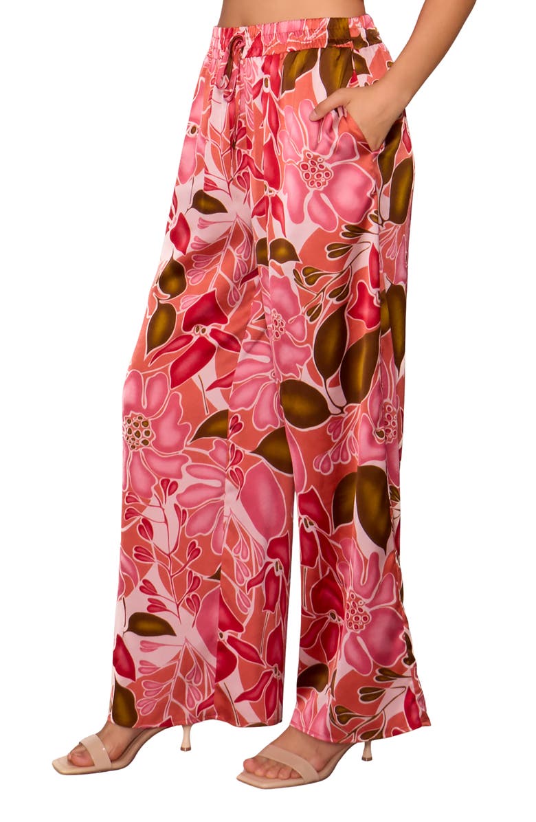 MELLODAY Satin Wide Leg Pants, Alternate, color, Red Multi