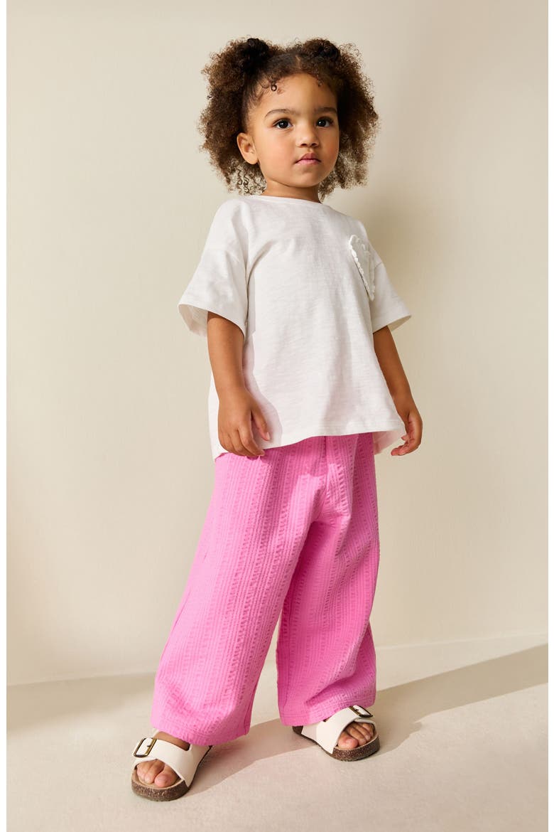 Kids' Textured Wide Leg Stretch Cotton Pants, Alternate, color, PINK