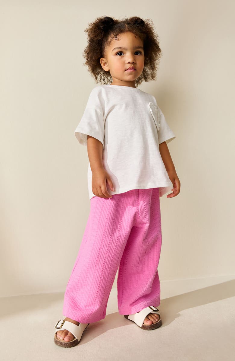NEXT Kids' Textured Wide Leg Stretch Cotton Pants, Alternate, color, Pink