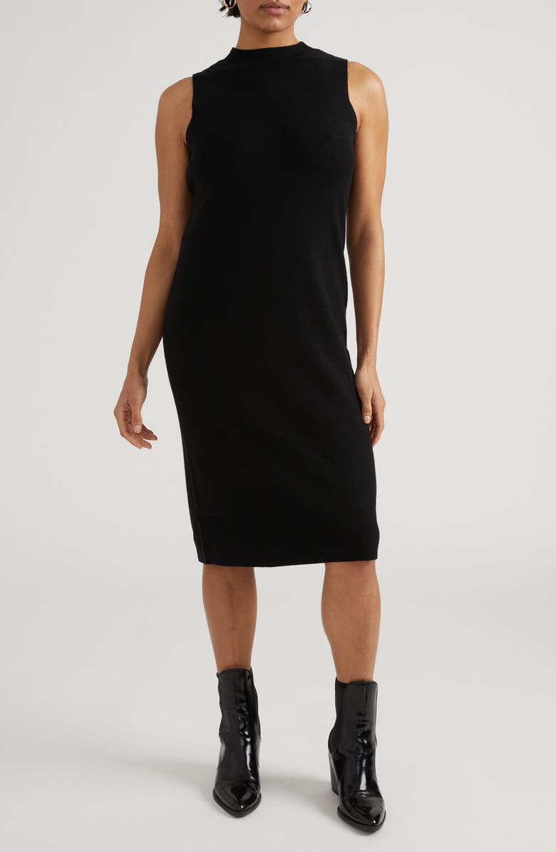 Universal Standard Workwear Mock Neck Sweater Dress, Main, color, Black