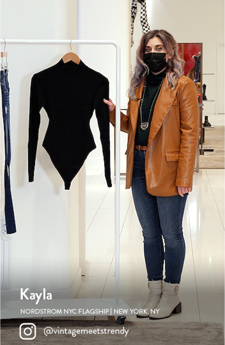 Open Back Mock Neck Sweater Bodysuit, sales video thumbnail