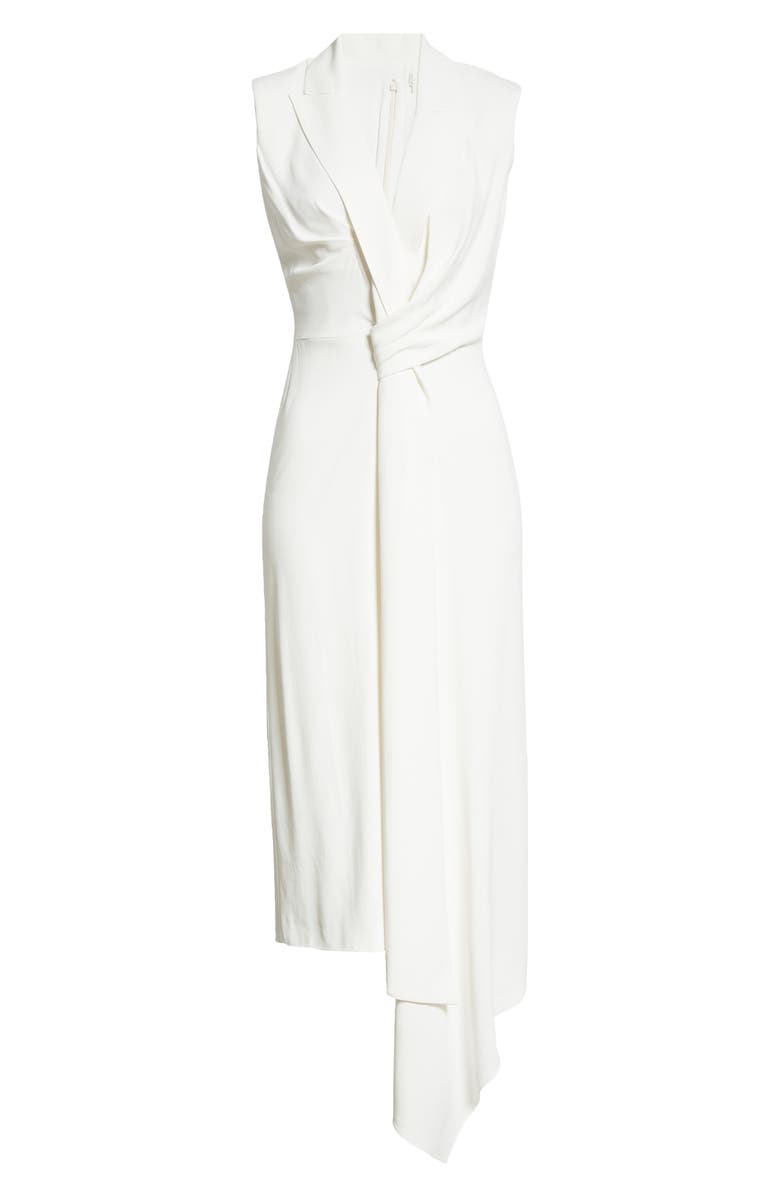 McQueen Alexander McQueen Gathered Asymmetrical Midi Sheath Dress, Alternate, color, 