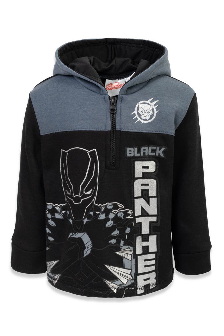 Avengers Fleece Quarter-Zip Hoodie, Main, color, Black Panther Grey