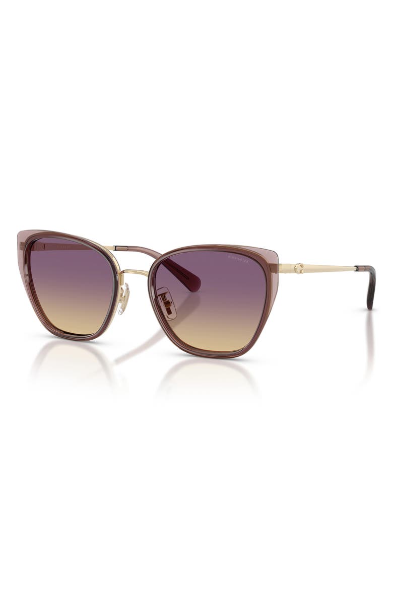 COACH 53mm Gradient Square Sunglasses, Alternate, color, Gold / Iris Yellow Gradient