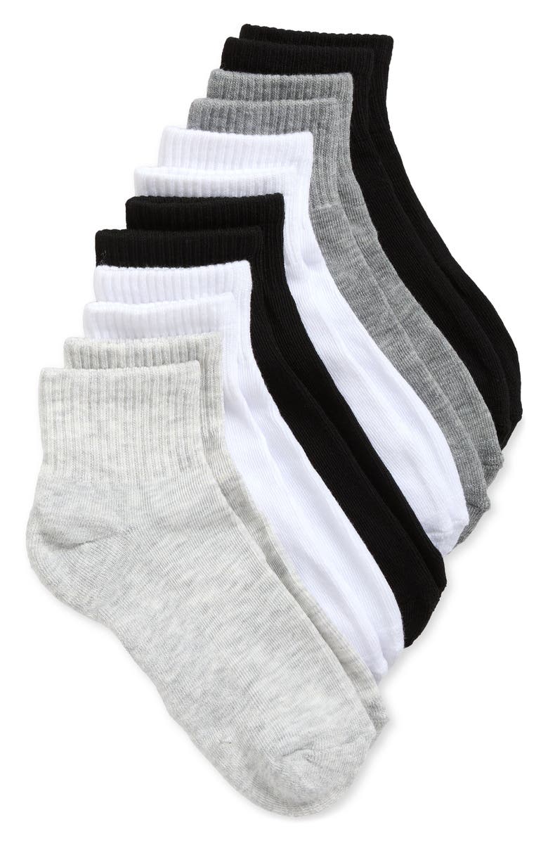Steve Madden Assorted 6-Pack Quarter Crew Socks, Main, color, Wgb
