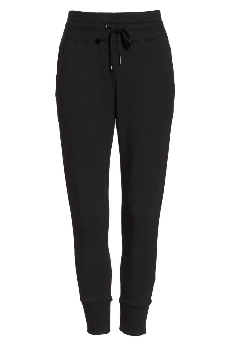 Repeat High Waist Crop Jogger Pants, Alternate, color, BLACK