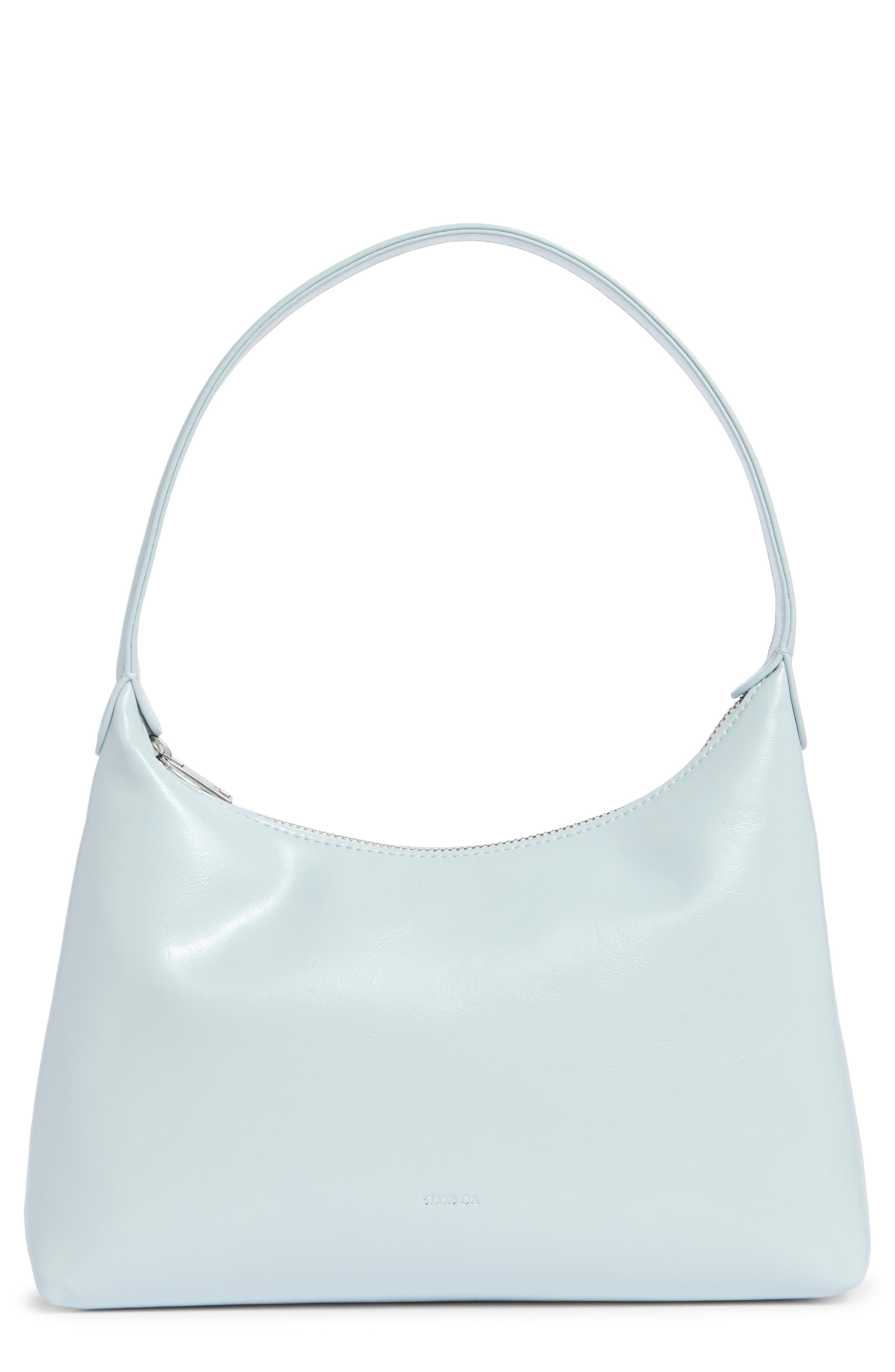 Stand Oil Plump Faux Leather Shoulder Bag in Powder Blue 
