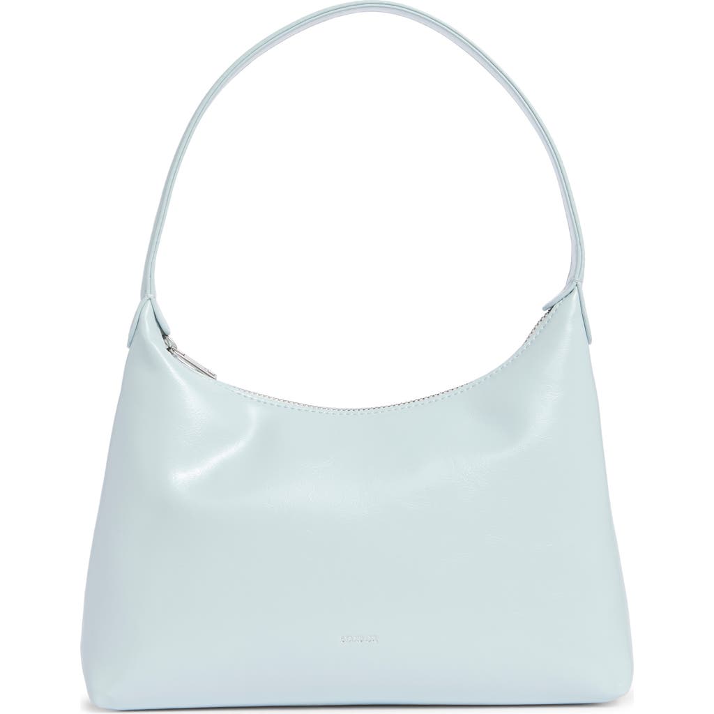 Stand Oil Plump Faux Leather Shoulder Bag In Blue