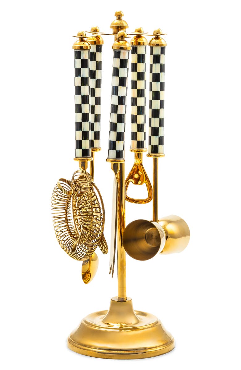 MACKENZIE CHILDS Courtly Check Gold 6-Piece Bar Tool Set, Main, color, 