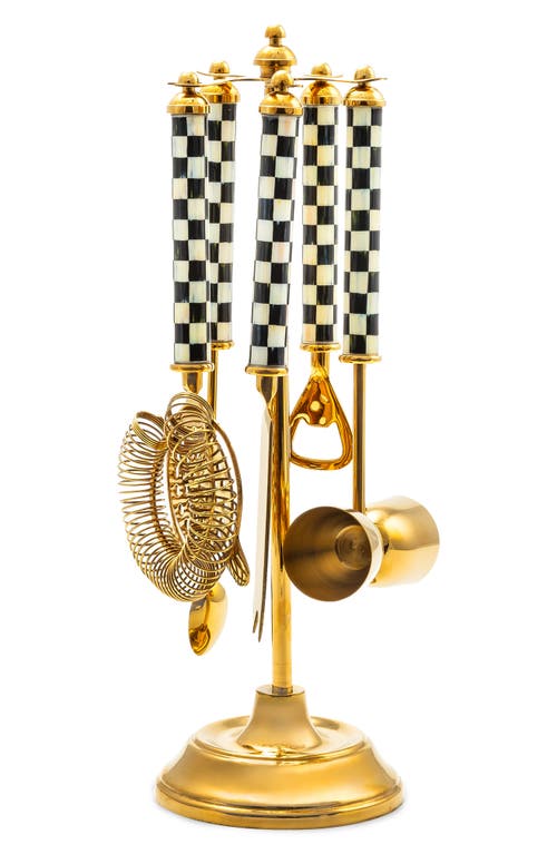Mackenzie-childs Mackenzie Childs Courtly Check Gold 6-piece Bar Tool Set In Gold