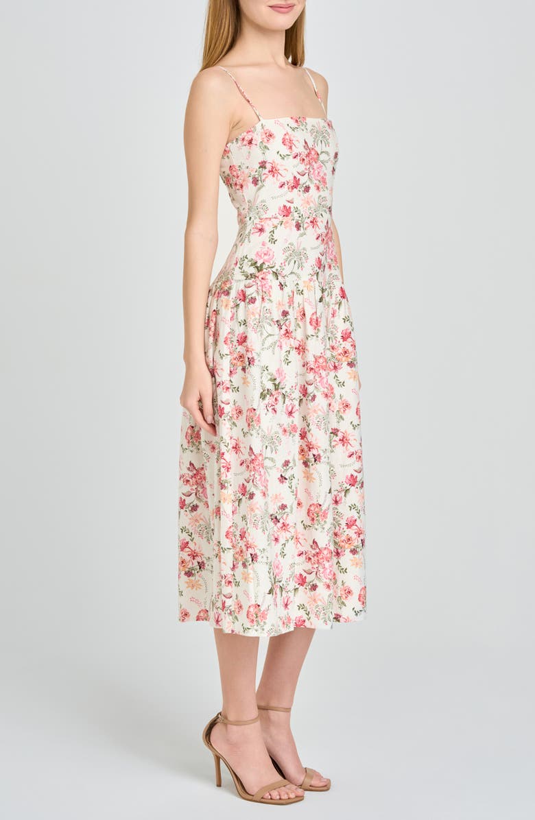 WAYF Juliet Floral Midi Dress, Alternate, color, Pink Bouquet