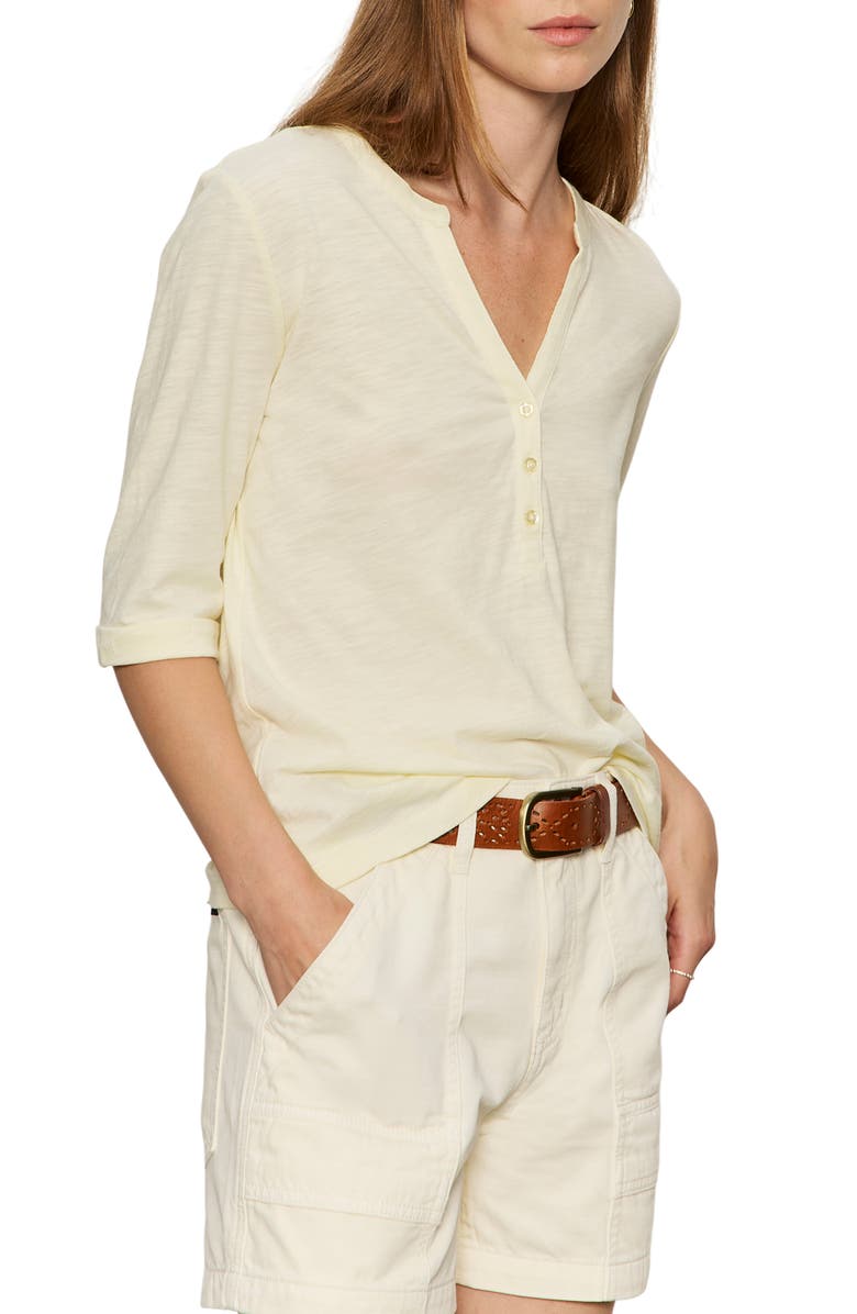 Sanctuary Rolled Sleeve V-Neck T-Shirt, Alternate, color, Lemon Drop Yellow