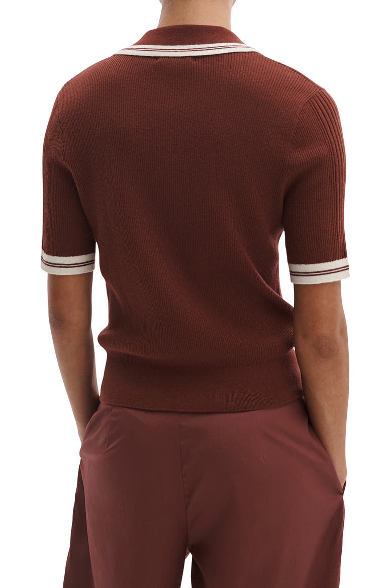 Laurie Tipped Cotton & Cashmere Polo, Alternate, color, ROSEWOOD