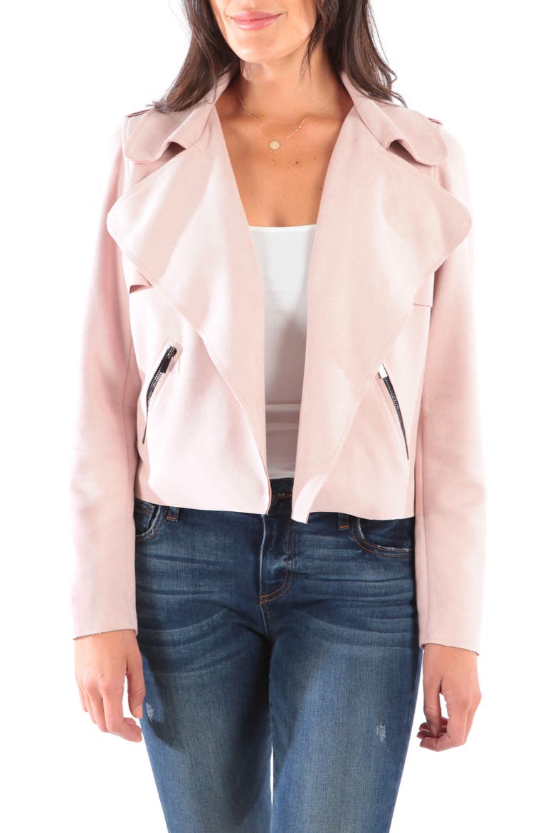 Jacee Draped Moto Jacket, Main, color, LIGHT ROSE