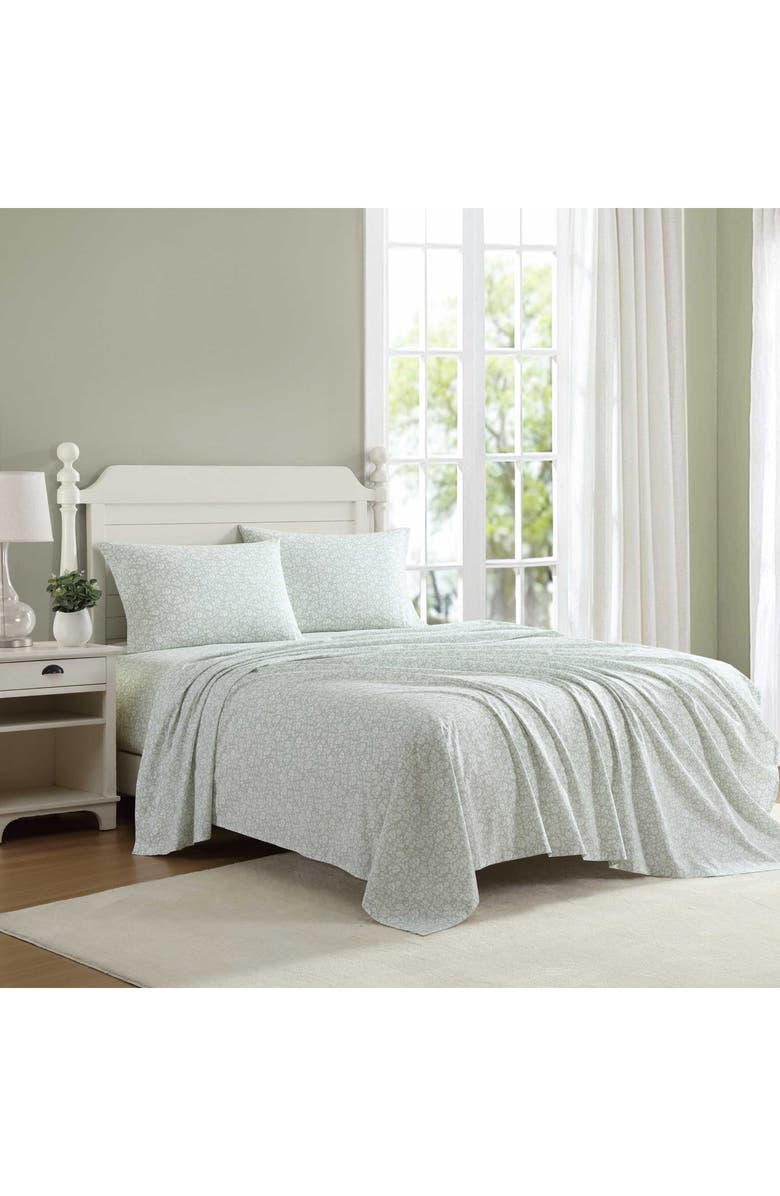 Laura Ashley Heirloom Ditsy 200 Thread Count Cotton Percale Sheet Set, Alternate, color, Green