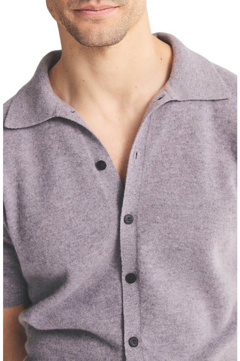 Signature Cashmere Short Sleeve Button Down, Alternate, color, Fog