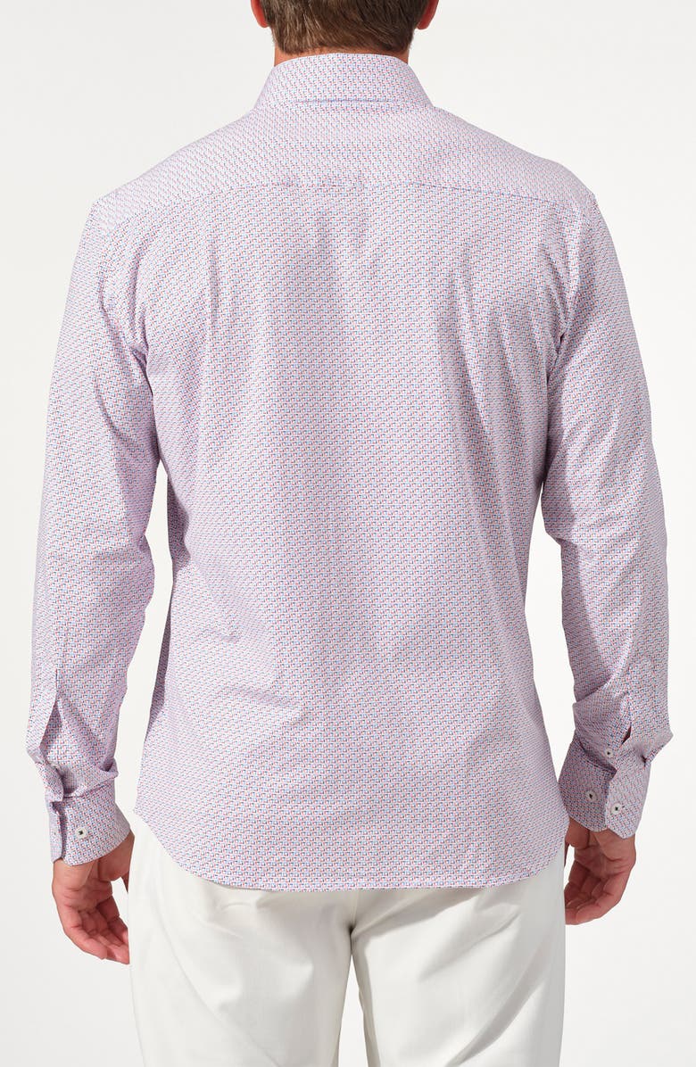 STUDIO GARNET LOS ANGELES Pixel Grid Stretch Supima Cotton Button-Up Shirt, Alternate, color, Red