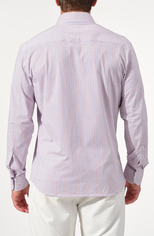 Studio Garnet Los Angeles Pixel Grid Stretch Supima Cotton Button-up Shirt In Purple
