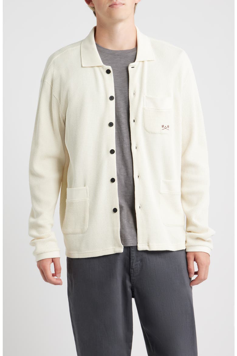 Delano Cotton Thermal Button-Up Shirt, Main, color, OFF WHITE
