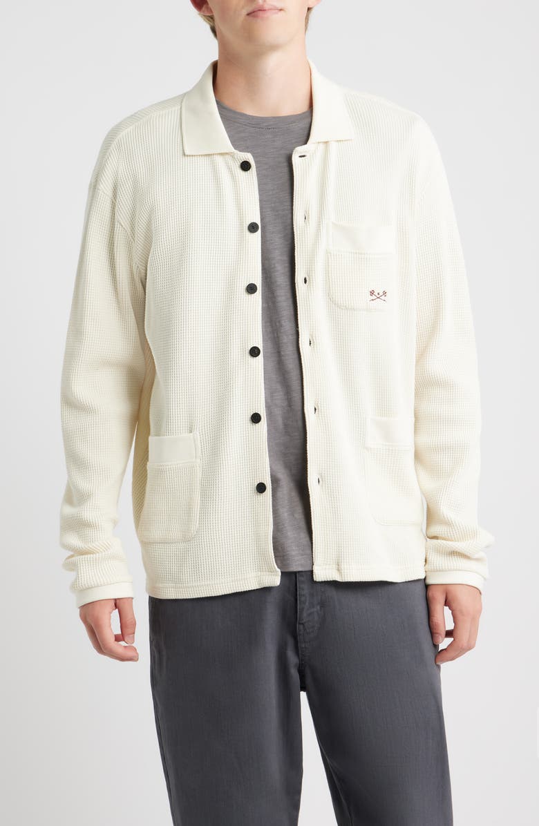 DARK SEAS Delano Cotton Thermal Button-Up Shirt, Main, color, Off White