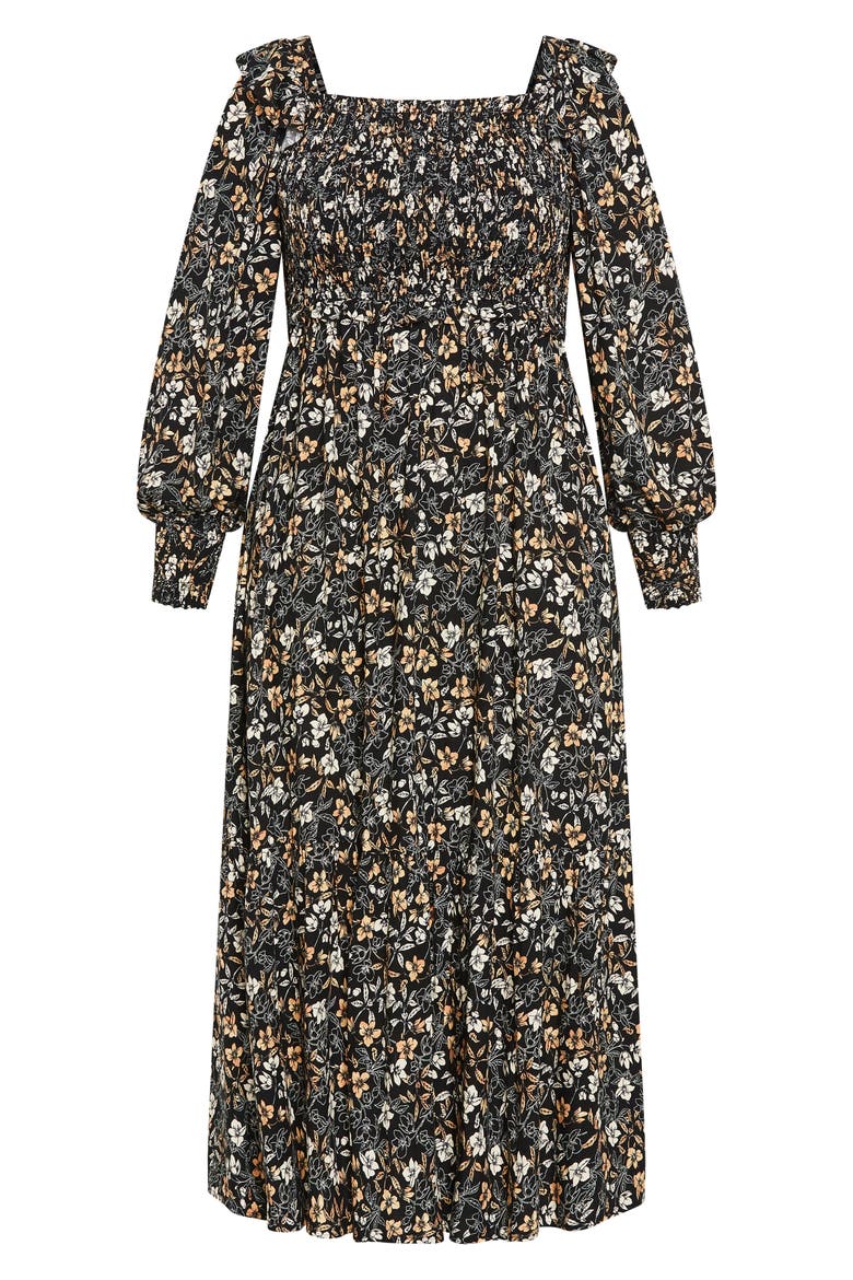 Avana Floral Long Sleeve Midi Dress, Alternate, color, DITSY