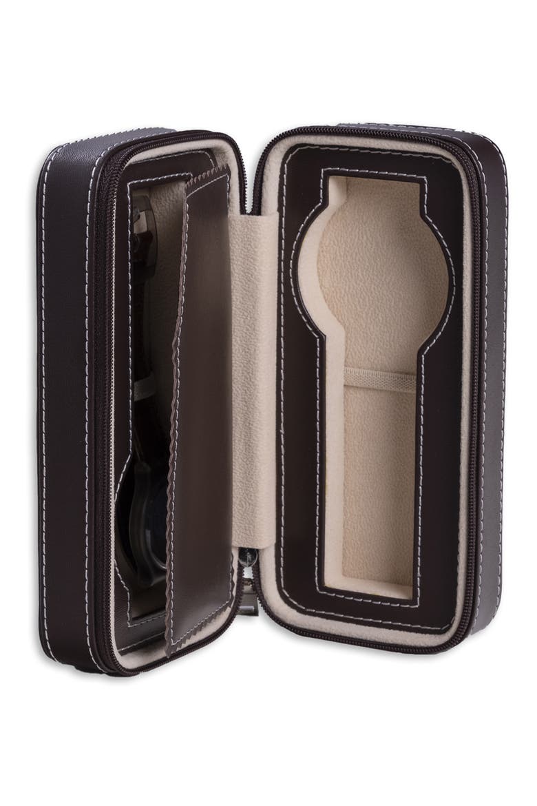 Leather Watch Travel Case, Alternate, color, BROWN