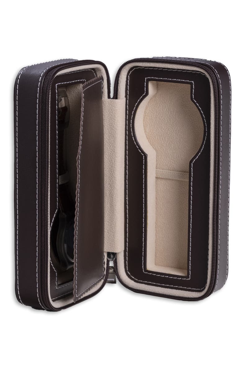 Bey-Berk Leather Watch Travel Case, Alternate, color, Brown