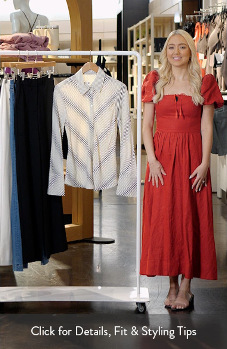 Stripe Flare Sleeve Button-Up Shirt, sales video thumbnail