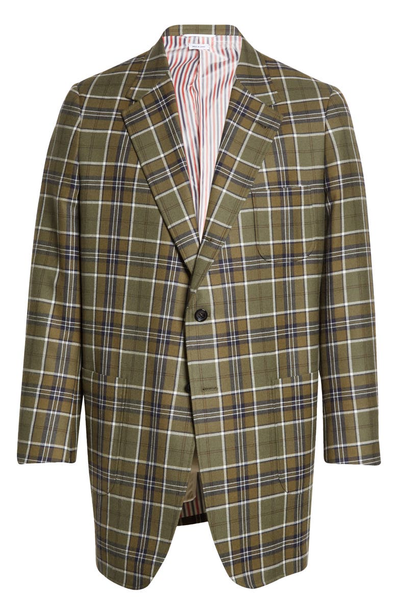 Thom Browne Sack Plaid Oversize Wool Sport Coat, Alternate, color, 