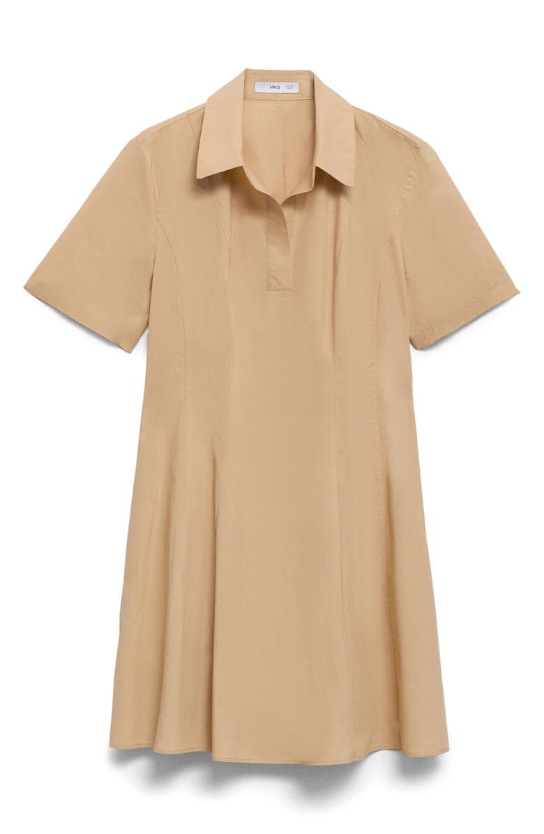 MANGO Short Sleeve Shirtdress, Alternate, color, Medium Brown