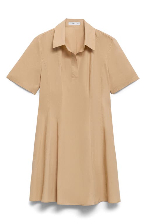 Mango Short Sleeve Shirtdress In Brown