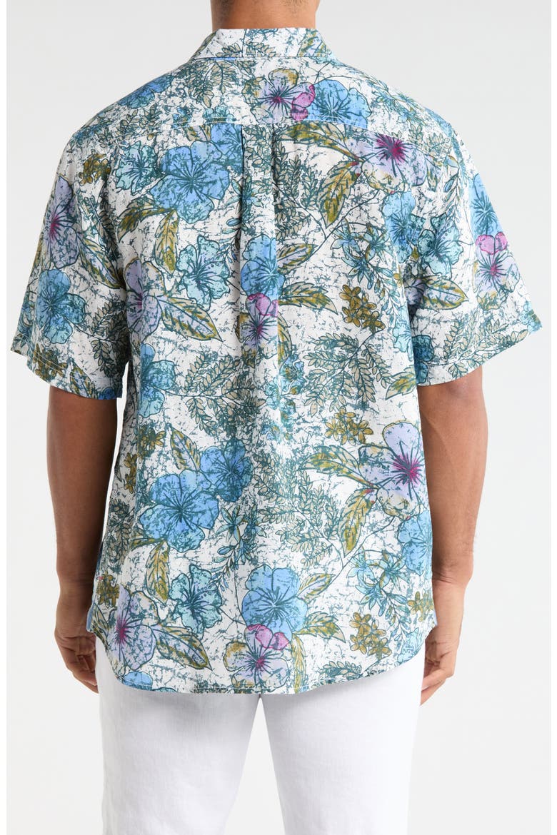 Fresco Blooms Short Sleeve Linen Button-Up Shirt, Alternate, color, CLASSIC LAVENDER