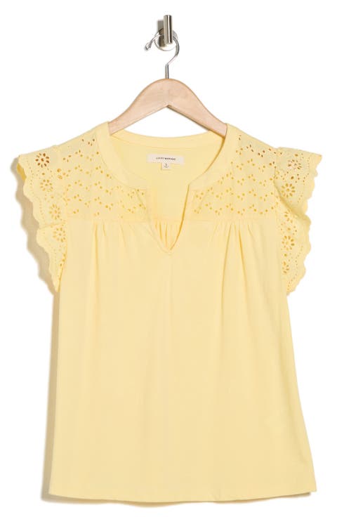 Cap Sleeve Mixed Media Top