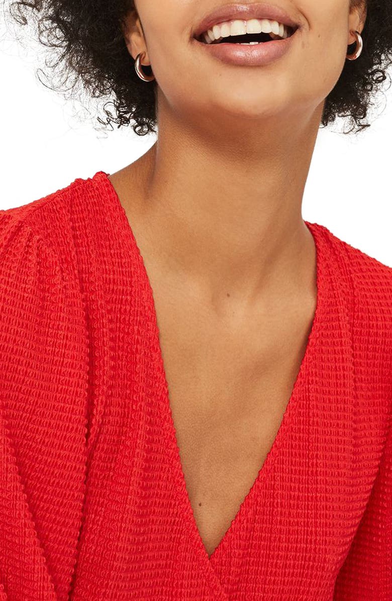 Topshop Plissé Wrap Dress, Alternate, color,