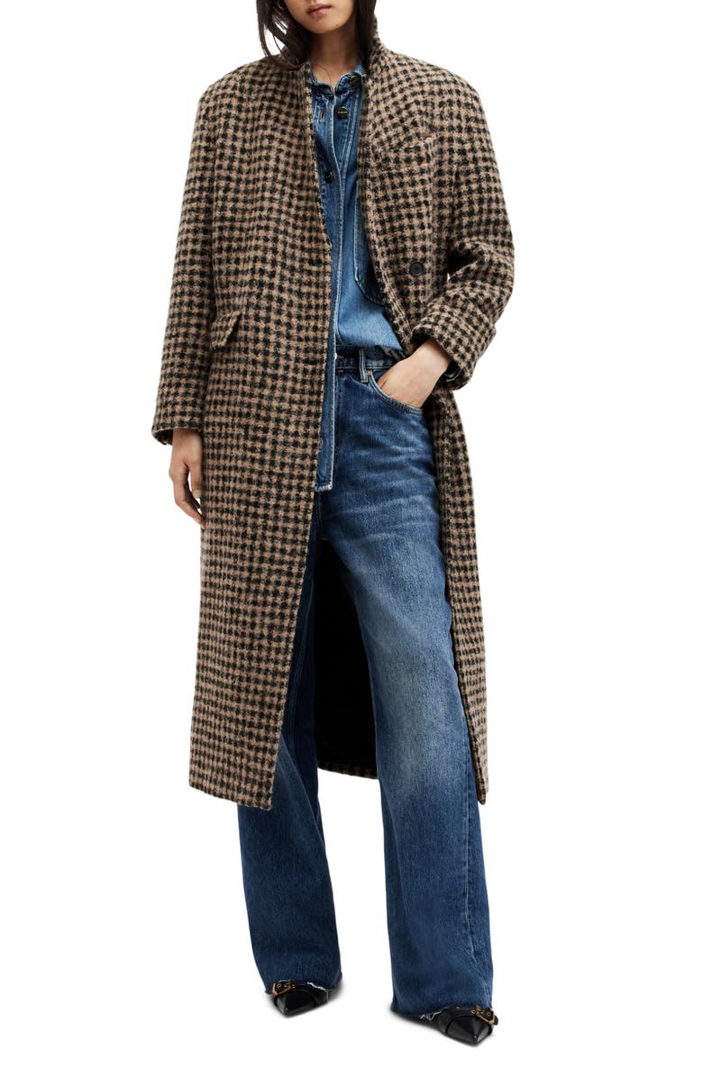 AllSaints James Check Coat, Main, color, Check Brown