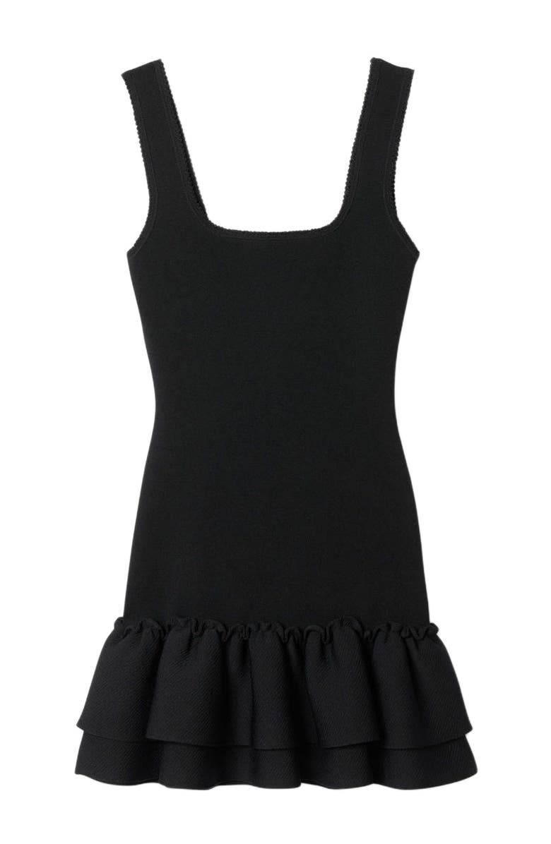 SANDRO Mini knit dress with ruffles, Alternate, color, Black