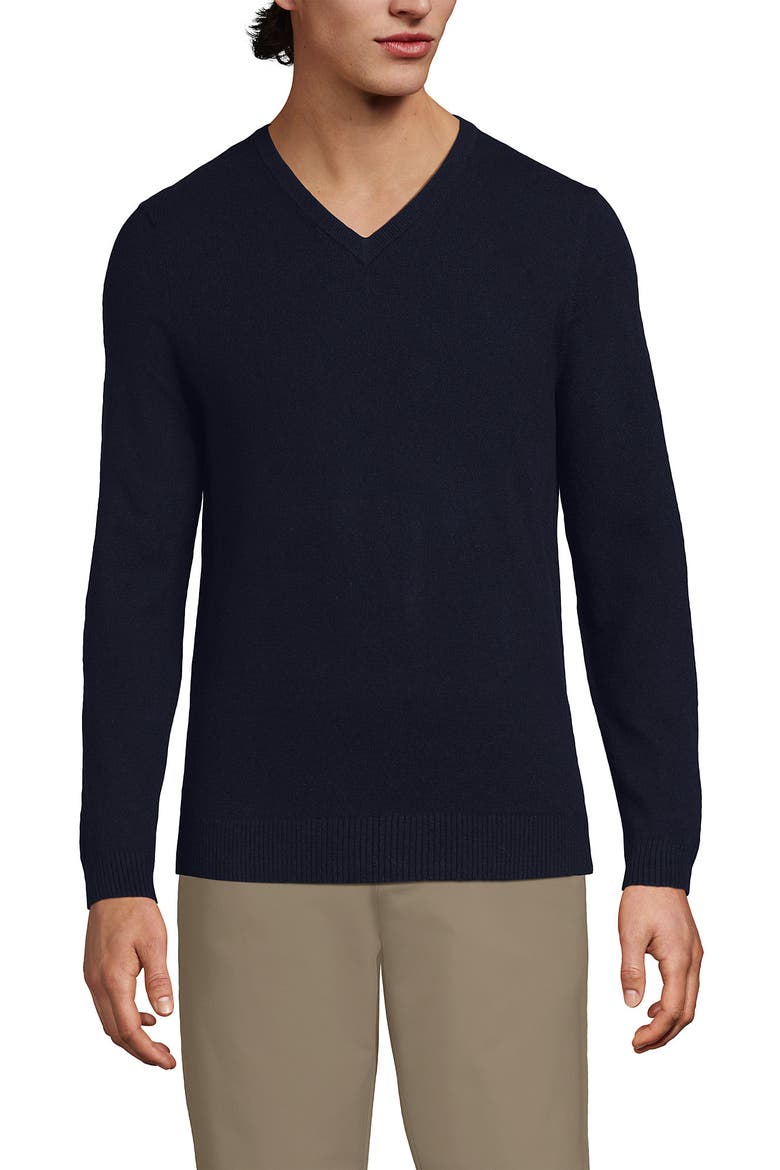CashTouch V Neck Sweater, Alternate, color, Navy Heather