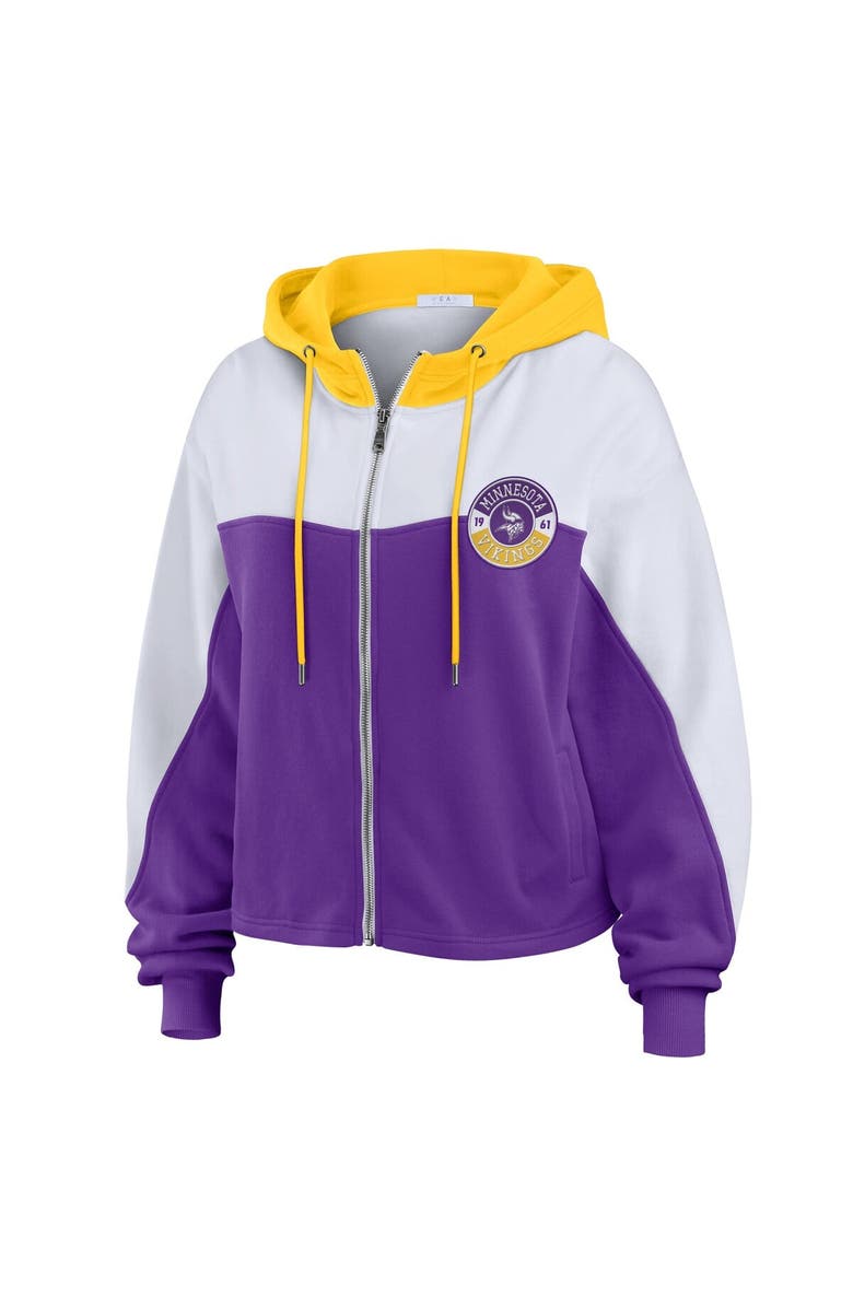 WEAR by Erin Andrews Women's WEAR by Erin Andrews Purple Minnesota Vikings Plus Size Color Block Full-Zip Hoodie, Alternate, color, Purple