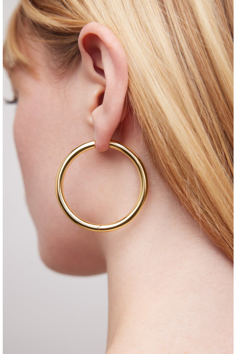 Lilly Hinge Baby Hoop Earrings, Alternate, color, YELLOW GOLD