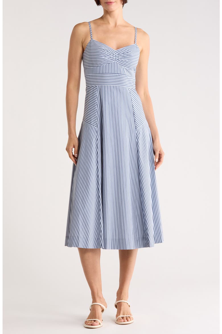 Blige Fit & Flare Midi Dress, Main, color, BLUE MULTI