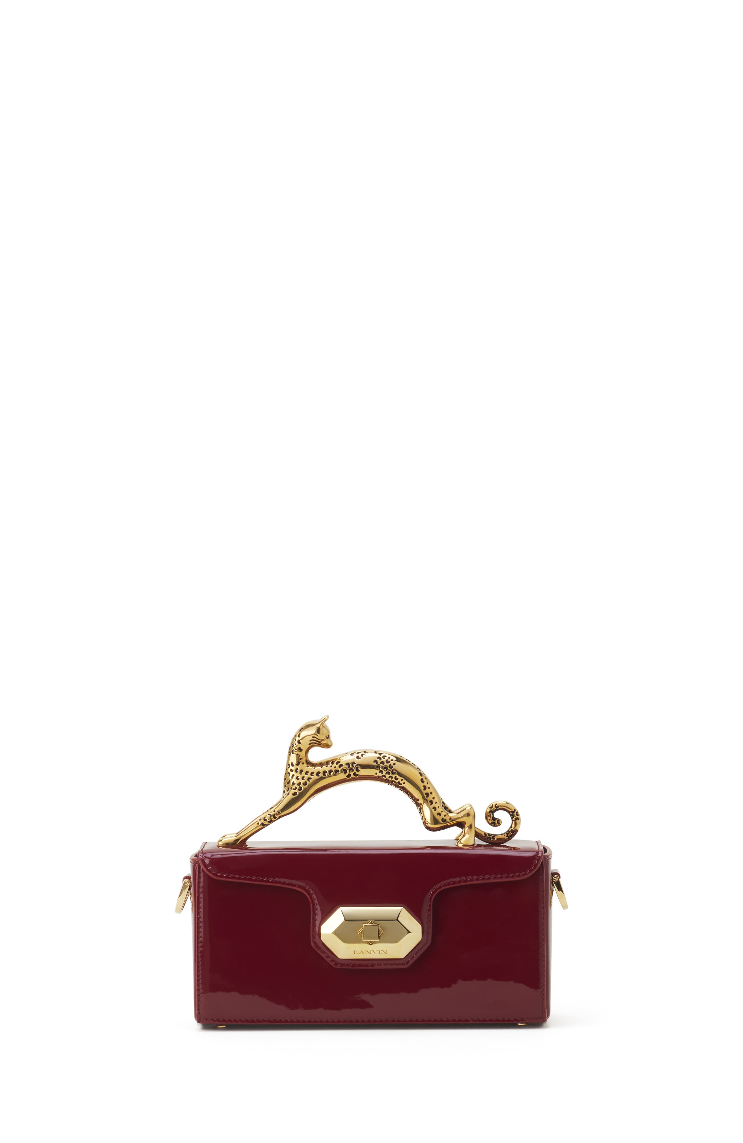 Pencil Cat Nano Bag In Patent Leather, Main, color, Garnet