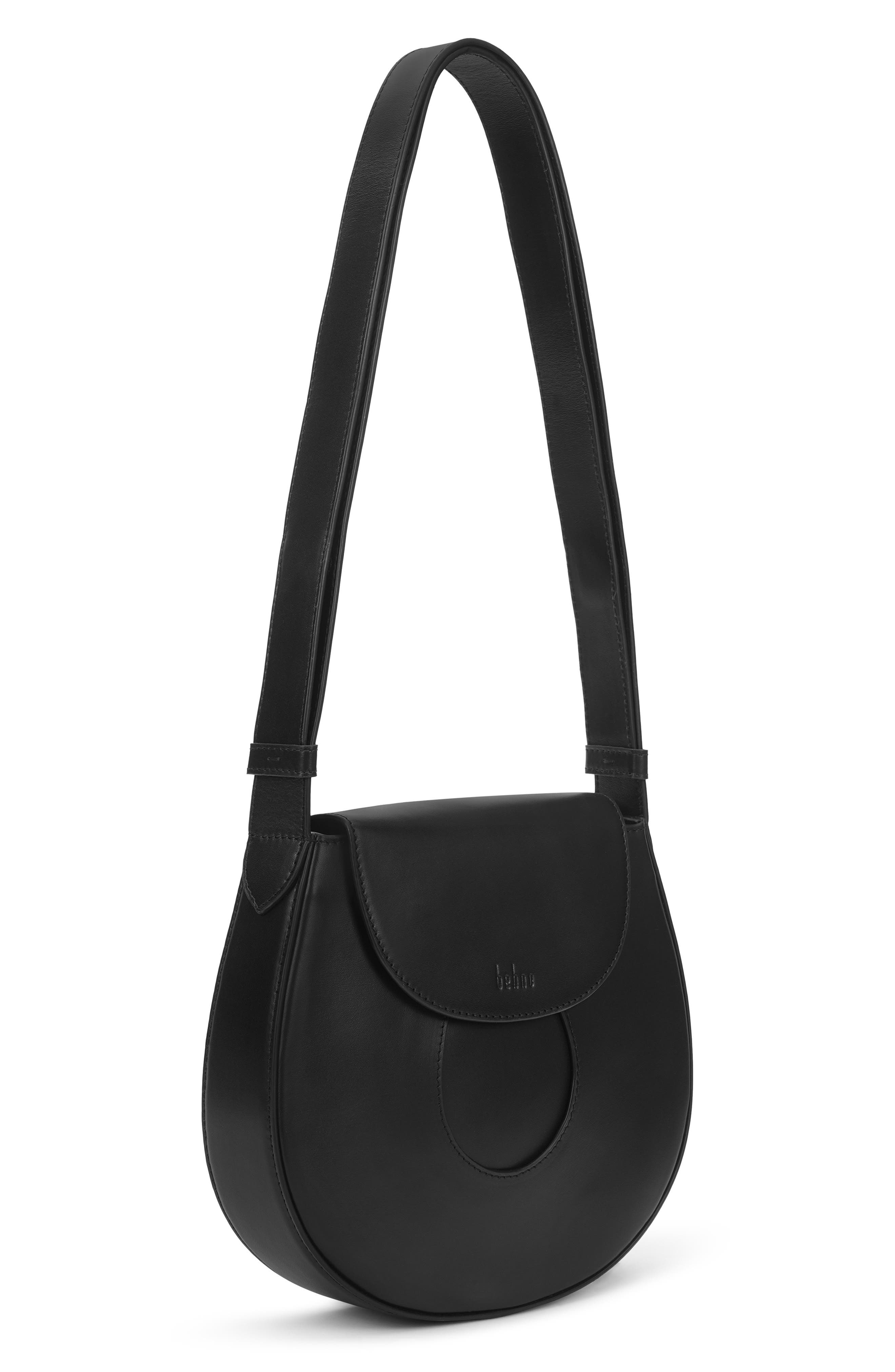 Nilde Leather Crossbody Bag, Alternate, color, BLACK