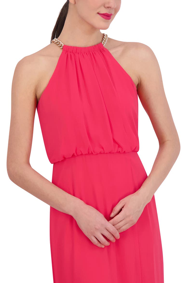 Chain Detail Blouson Gown, Alternate, color, CHERRY